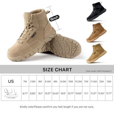 FREE SOLDIER Men's Waterproof Hiking Tactical Work Boots 6 Inches Lightweight Military Breathable Desert Boots(Tan US 8.5) - Image 8