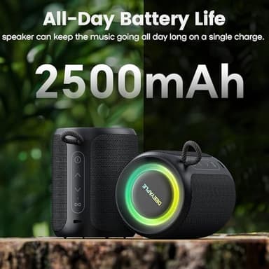 Bluetooth Speaker Wireless,IP67 Waterproof & Dustproof Portable Speaker with Lights,15W Loud Stereo Sound, 2500mAh Battery All Day Playtime, TWS Pairing, BT5.3, Home/Party/Outdoor/Beach (Black) - Image 3