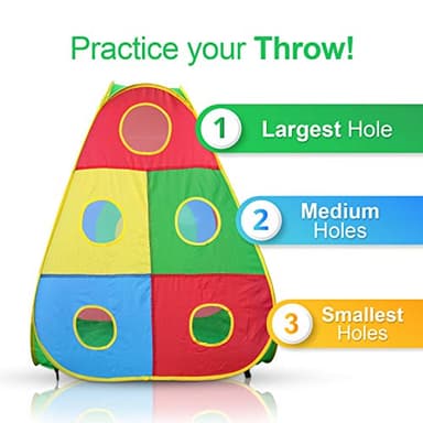 Hide N Side 5pc Kids Ball Pit Tents and Tunnels, Toddler Jungle Gym Play Tent with Play Crawl Tunnel Toy, for Boys Babies Infants Children, Indoor Outdoor Gift, Target Game w/ 4 Dart Balls - Image 8