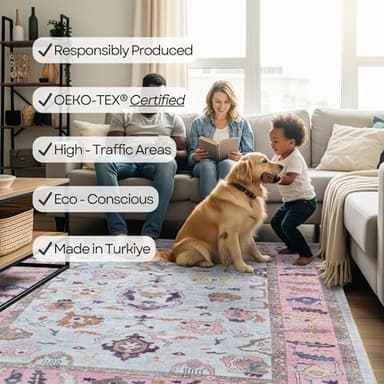 Fame Rugs Modern Oushak Rug. Vintage Turkish Oriental Inspired Small Area Rugs. Doormat Luxury Living Room Bedroom Bathroom Kitchen Entry 2' x 3' - Image 6