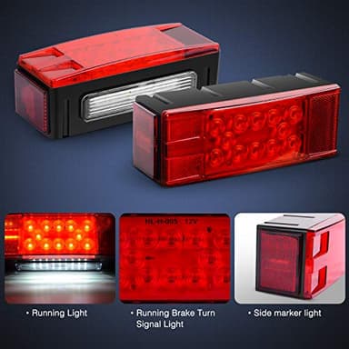Nilight TL-20 2PCS Submersible Kit Low Profile Rectangular LED Stop Tail Turn Signal Side Marker Light on 12V RV Pickup Trucks Marine Boats Trailers, 2 Years Warranty,Red, White, Black - Image 3