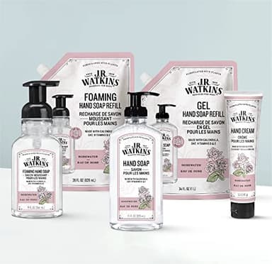 J.R. Watkins Foaming Hand Soap with Pump Dispenser, Moisturizing Foam Hand Wash, All Natural, Alcohol-Free, Cruelty-Free, USA Made, Rosewater, 9 fl oz, 3 Pack - Image 3