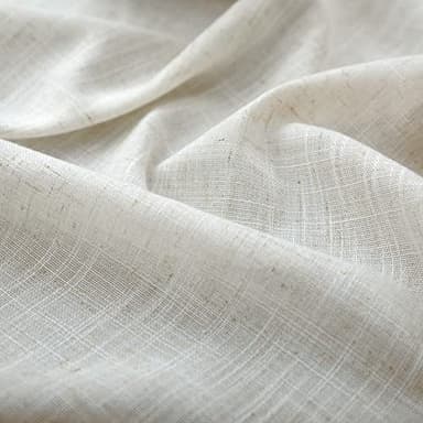 KOUFALL 90 Inch Curtains,Farmhouse Country Light Filtering Semi Sheer Linen Curtains 90 Inches Long 2 Panels Set for Living Room Bedroom,Cream Ivory Off White - Image 3