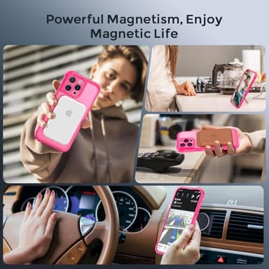 MOCCA Design for iPhone 16 Pro Max Case with Magnetic Invisible Stand [Full Camera Protection] [Compatible with Magsafe] Military Drop Shockproof Translucent Matte Phone Case Cover 6.9",Hot Pink - Image 8