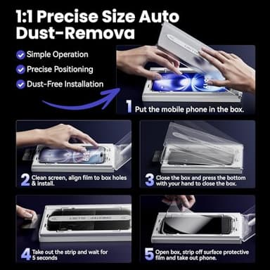 Fonowlo 3 Pack Screen Protector for iPhone17 Pro【6.3 inch】, iPhone 17pro Screen Protector with 1-Second Auto-Install,9H Hardness, Military-Grade Shatterproof, Full Coverage, HD Clear Glass film,Case Friendly - Image 8