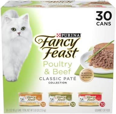 Fancy Feast Poultry and Beef Feast Classic Pate Collection Grain Free Wet Cat Food Variety Pack - (Pack of 30) 3 oz. Cans - Image 2