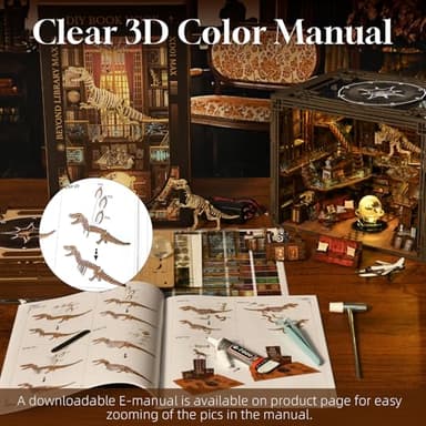 MiniCity DIY Book Nook Kit for Adults, 3D Wooden Puzzle Bookend Bookshelf Insert Decor with LED Light and Dust Cover (Beyond Library Max) - Image 6