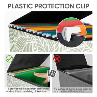 BALEINE File Organizer Box with Lid, Collapsible File Folder Organizer with Plastic Slide, Hanging File Folder Box for Office Document Storage (2 Pack, Antique Foliage) - Image 4