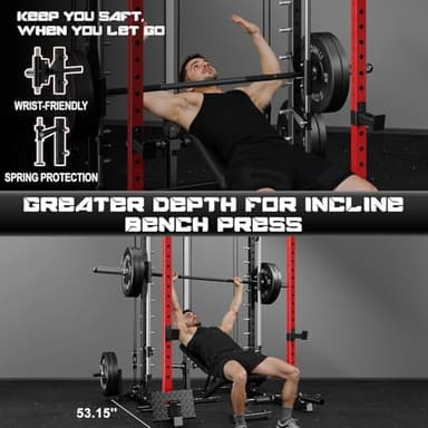 Goimu S1-V4 Smith Machine, 2000LBS Power Cage with Cable Crossover System, All-in-One Squat Rack with Smith Bar, Workout Cage Strength Training Equipment with Attachments (RD Package Smith Machine) - Image 3