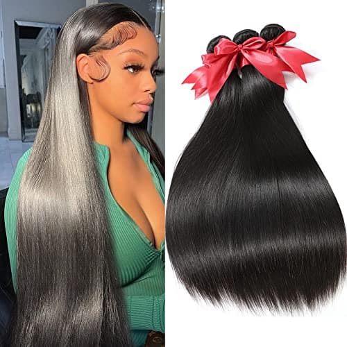 10A Human Hair Bundles 20 22 24 Inch Brazilian Straight Hair 3 Bundles 100% Unprocessed Virgin Raw Remy Human Hair Weave Natural Black - Image 1