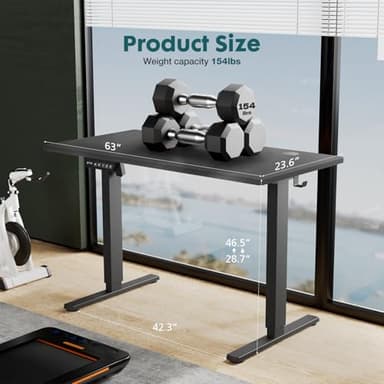 SMUG Standing Desk, Adjustable Height Electric Sit Stand Up Down Computer Table, 63x24 Inch Ergonomic Rising Modern Lift Motorized Gaming Desktop Workstation for Work Home Office, Black - Image 7