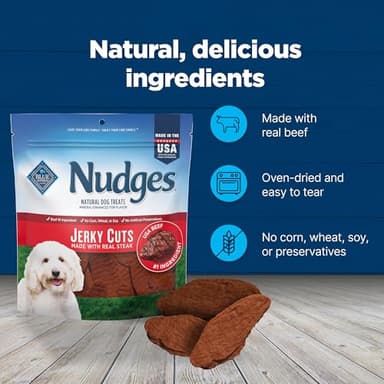 Blue Buffalo Nudges Jerky Cuts Dog Treats, Made in the USA with Natural Ingredients, Steak, 16-oz Bag - Image 7