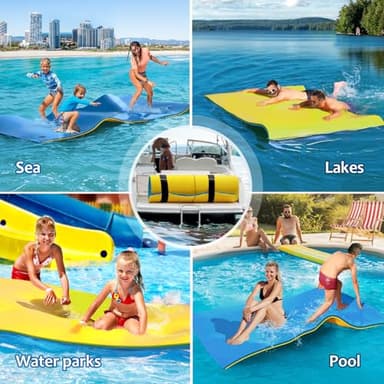 CTSC Lily Pad Floating Mat - Floating Water Mat - 9 x 4 Ft Floating Mat for Lake, 3-Layer Tear-Resistant XPE Foam with a 16.4' Elastic Bungee Tether for Lake, Beach, Ocean, Pool - Image 7