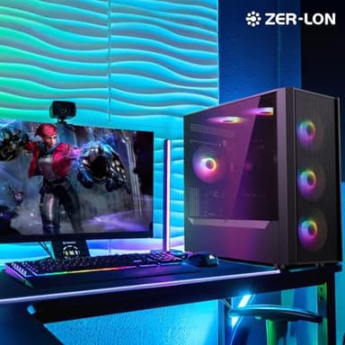 ZER-LON Gaming PC Desktop Computer, AMD Ryzen 5 5500 up to 4.2GHz, Radeon RX 590 8GB, 16G DDR4 RAM, 1TB NVME SSD, WiFi 5.0, Prebuilt Gaming PC Tower Computer with RGB Fan x 6 - Image 4