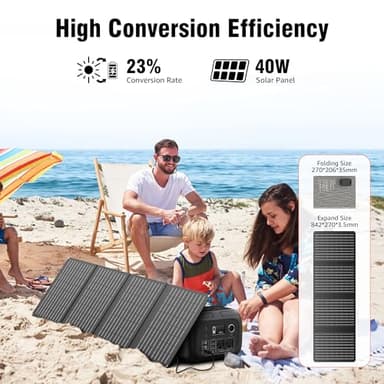 Solar Powered Generator 300W Peak/70400mAh, 260Wh Portable Power Station with Panels 40W Included, Solar Generator with AC Outlet 110V for Home Use, Camping, Outdoor, Power Backup - Image 4