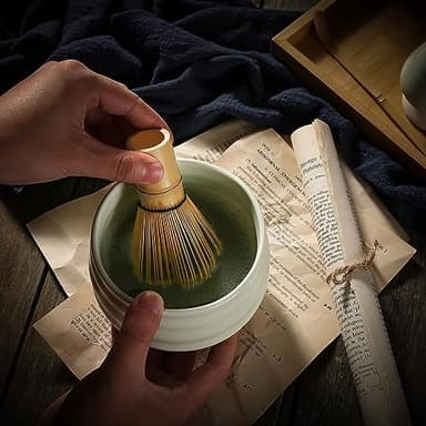 Ceremony Matcha Kit - Traditional Bamboo Matcha Whisk (Chasen) Scoop (Chashaku) Chawan Bowl with Pouring Spout Whisk Holder Sifter Tea Tray- The Perfect Matcha Set (Set of 6, Pink - Image 5