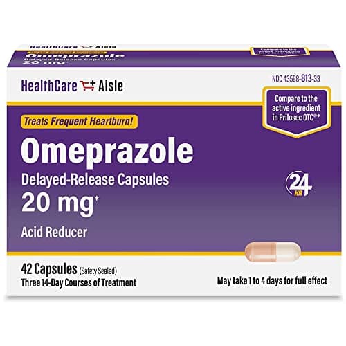 HealthCareAisle Omeprazole 20 mg, 42 Delayed-Release Capsules - Acid Reducer, Treats Frequent Heartburn, 42 Count (Pack of 1) - Image 1