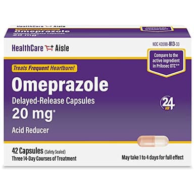 HealthCareAisle Omeprazole 20 mg, 42 Delayed-Release Capsules - Acid Reducer, Treats Frequent Heartburn, 42 Count (Pack of 1) - Image 1