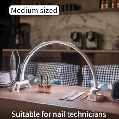 Half Moon Nail Desk Lamp,USB Powered Tri-Color Temperature Brightness Adjustable Arch Light for Moon Light Nail Tech/Handicraft Lighting (Medium Size White) - Image 7