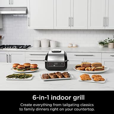 Ninja EG201 Foodi 6-in-1 Indoor Grill with Air Fry, Roast, Bake, Broil, & Dehydrate, 2nd Generation, Dishwasher Safe, Black/Silver - Image 2