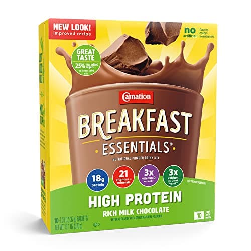 Carnation Breakfast Essentials High Protein Powder Drink Mix, Rich Milk Chocolate, 10 Packets, 6 Count - Image 1