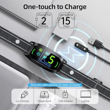 FAFAFROG Dog Bark Collar for Large Medium Small Dogs, Rechargeable Smart Bark Collar, Anti Barking Training Collar with 5 Adjustable Sensitivity Beep Vibration (Black) - Image 4