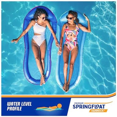 SwimWays Spring Float Premium Hammock Pool Lounger, Inflatable Pool Floats Adult with Fast Inflation for Ages 15 & Up, Sky Blue - Image 5