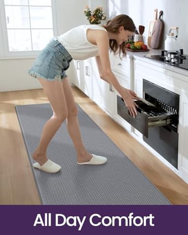 DEXI Kitchen Floor Mats Cushioned Anti Fatigue, 23x94, Large Long Standing Runner Rug Waterproof, Comfort Memory Foam Padded for Front Sink Laundry, Grey - Image 6