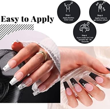Beetles White Gel Nail Polish Black Gel Polish Kit 2 Pcs 15ml Black And White Polish French Nails Soak Off Led Nails Art Manicure Salon Diy at Home - Image 6
