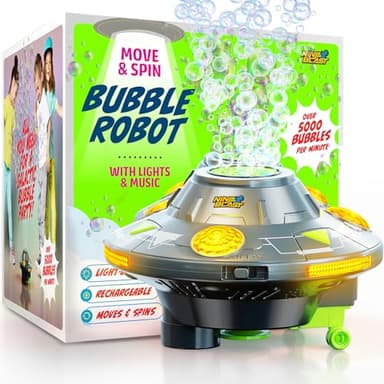 Ninja Blast Robot Bubble Machine for Kids - Spins, Moves, Music, Lights - Bubbles Blower, Maker for Boys & Girls - Cool Outdoor Toys - Birthday Gifts for Boy Ages 3 4 5 6 7 8 Year Old Kid Gift - Image 1