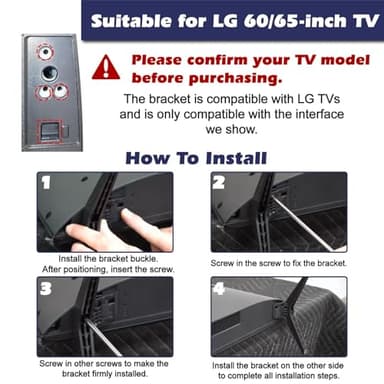 WISINY for LG 65 Inch TV Stand Legs and 60 Inch TV Legs,Compatible for LG TV Stand Models 60UJ6050 60UK6090 60UM6900 60UN7300 65UJ6300 65UK6090 65UM6900 65UM7300PUA 65UN6950 with Screws - Image 5