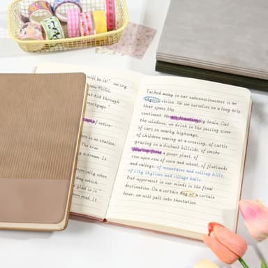 TSFPapier Lined Journal Notebook for Work College Ruled Note Book 5.79"x8.27" A5 PU Leather Daily Journaling 216 Pages for Women Men Writing Home School Supplies Business (A5 Lined 216pages, 01-Khaki) - Image 6