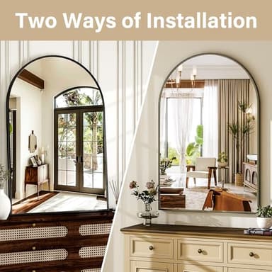 HARRITPURE Arched Wall Mirror – 30"x40" Arch Bathroom Mirror Metal Frame Vanity Mirror for Bedroom, Entryway Dresser Decor, Black - Image 5