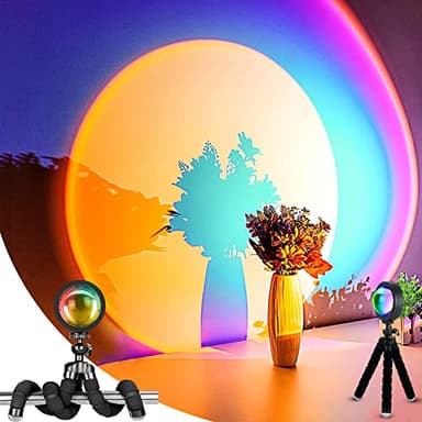 Balkwan Sunset Lamp Projection Rotation LED Romantic Modern Floor Stand Night Light with USB for Living Room Bedroom Aesthetic Decor Christmas Party Gifts Idea for Girls Women (16 Colors) - Image 7