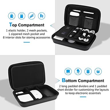 ProCase Hard Travel Electronic Organizer Case for MacBook Power Adapter Chargers Cables Power Bank Apple Magic Mouse Apple Pencil USB Flash Disk SD Card Small Portable Accessories Bag -Black, L - Image 2