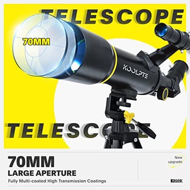 Telescope, 70mm Aperture 400mm AZ Mount Astronomical Refracting Telescopes (20x-200x) for Kids & Adults, Portable Travel with Tripod Phone Adapter, Remote Control, Easy to Use, Black - Image 2