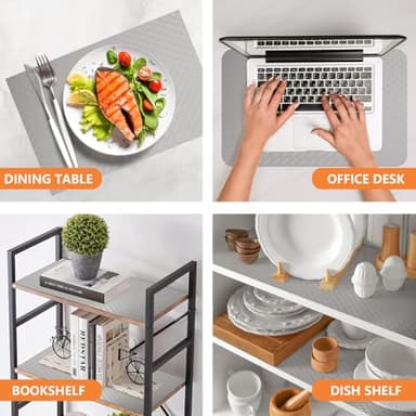 Light Gray Shelf Liners for Kitchen Cabinets Refrigerator Liners Waterproof & Oil-Proof Kitchen Cupboard Liner Drawer Mats EVA Material Non Adhesive Fridge Liner for Shelves 23.6 x 393.7 Inches - Image 2