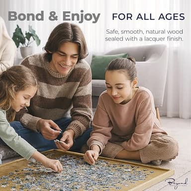 1000 Piece Wooden Jigsaw Puzzle Board - 4 Drawers, Patent Pending Design - Rotating Puzzle Table | 30” X 22” Jigsaw Puzzle Tables | Puzzles Cover & Lazy Susan| Portable Puzzles Tables for Adults - Image 5