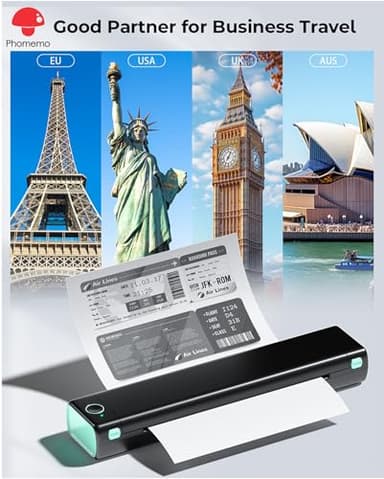 Phomemo Portable Printers Wireless for Travel, M08F Inkless Thermal Printer Support for 8.5"x11" US Letter, Small Bluetooth Printer Compatible with Phone, Laptop for Car, Office, Home Use, School - Image 2