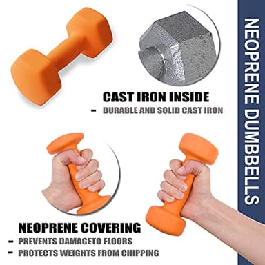 Balelinko Home Gym Equipment Workouts Strength Training Weight Loss Pilates Weights Yoga Sets Weights for Women, Men, Seniors and Youth, 15LB Orange, Pair - Image 5
