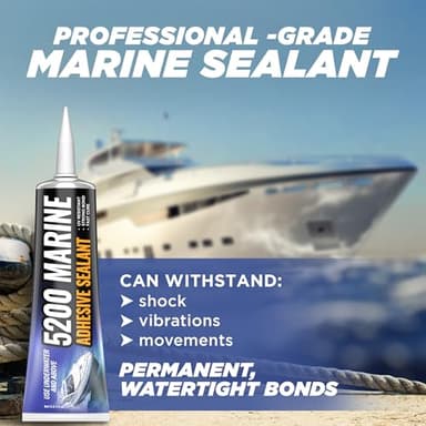 [Black] 5200 Marine Sealant - Fast Cure, High Bond Strength, UV Resistant Underwater 5200 Fast Cure, Marine Adhesive Sealant for Boats, Hulls, Decks, & RVs Marine Caulk Black with Gloves, Nozzle 3oz - Image 2