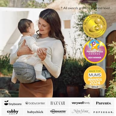 Momcozy Hip Seat Baby Carrier - Adjustable Waistband with Original 3D Belly Protector, Ergonomic Carrier with Various Pockets for Newborns & Toddlers up to 45lbs (Grey, Large) - Image 5