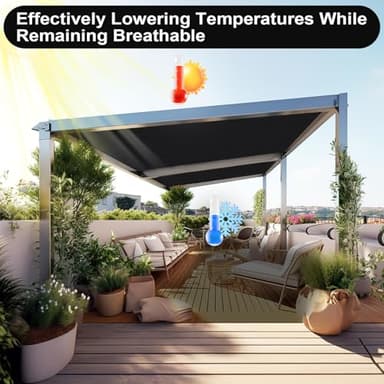 Artpuch Pergola Shade Cover with Grommets 6x8 FT 90% UV Block Outdoor Sun Shade Cloth Privacy Screen for Patio (Customized Available) Black - Image 6