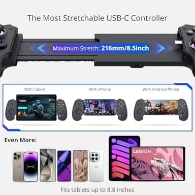 S9 Full-Size Gaming Phone Controller for iPhone 15/16, iPad Mini 6/7, Android Tablet, Bluetooth＆Type-C Mobile Gamepad with Free Key Mapping＆App, for Genshin Impact & Zenless Zone Zero, Hall Joystick - Image 6