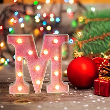 Foaky Pink Light up Letters，Pink Party Decorations,Girls Room Decor,Glitter Light Up Letters,Alphabet Letter Sign for Night Light Birthday Party Girls Gifts, Home Bar Decoration（F） - Image 3