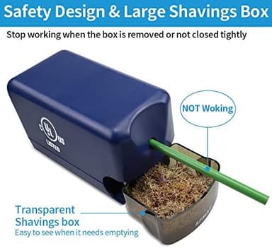AFMAT Electric Pencil Sharpener, Heavy Duty Colored Pencil Sharpeners for Classroom, Home, UL Listed Pencil Sharpener for 6.5-8mm No.2/Colored Pencils, 10000+ Sharpenings, Blue PS28 - Image 5
