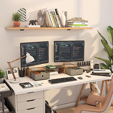 WESTREE Dual Monitor Stand Riser with Two Drawers, Extra Large Storage for 2 Monitors, Desktop Oraganizer Computer,Laptop,Screen,Printer,TV - Image 3