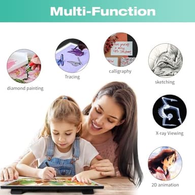 A3 Light Pad with Carry Bag - Battery Powered Diamond Painting Light Board, 3 Colours 6 Levels Brightness Tracing Light Box, Portable Rechargeable LED Light Pad for Weeding Vinyl Drawing - Image 6