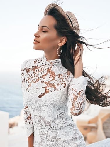 SWEETV Silver Cubic Zirconia Dangle Earrings for Women, Hook Infinity Leaf Hoop Earrings Rhinestone Drop Dangle Hoop Earrings for Wedding Bridal Prom Valentines Gifts - Image 4