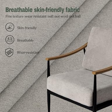 RNKSFX Modern Accent Chairs Set of 2 for Living Room Bedroom Mid Century Arm Chairs Upholstered Office Accent Chairs Comfy Waiting Room Chairs with Metal Frame, Grey - Image 4